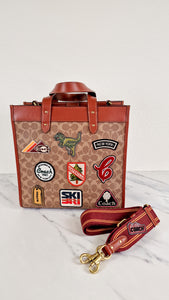 Coach Field Tote In Signature Canvas With Patches Including Rexy - Coach C6846