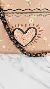 1941 Coach x Keith Haring Kisslock Crossbody Bag With Vintage Prairie Print, Sequin Heart & C-chain Strap in Nude Pink - Coach 29113