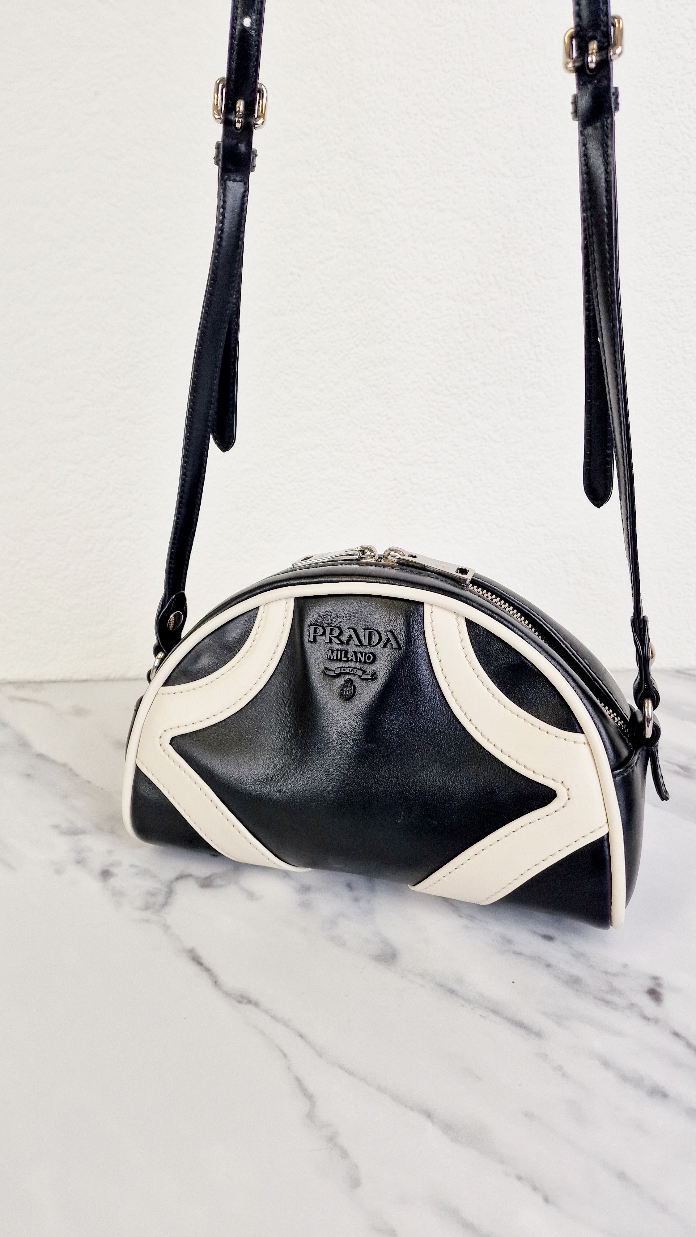 楽天 送料無料にならない Black in Bag Bowling Prada & Resort Leather Smooth White バッグ