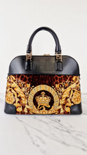 Load image into Gallery viewer, Versace Vanitas Athena Bag with Leopard Baroque Velour Velvet Crown Print - Handbag with Black Smooth Leather and Medusa charm
