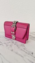 Load image into Gallery viewer, Prada Elektra Crossbody Shoulder Bag in Pink Saffiano Leather &amp; Smooth Leather With Studs - Clutch Rivets Flap Bag - Prada 1BD121
