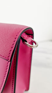 Prada Elektra Crossbody Shoulder Bag in Pink Saffiano Leather & Smooth Leather With Studs - Clutch Rivets Flap Bag - Prada 1BD121