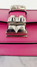 Load image into Gallery viewer, Prada Elektra Crossbody Shoulder Bag in Pink Saffiano Leather &amp; Smooth Leather With Studs - Clutch Rivets Flap Bag - Prada 1BD121
