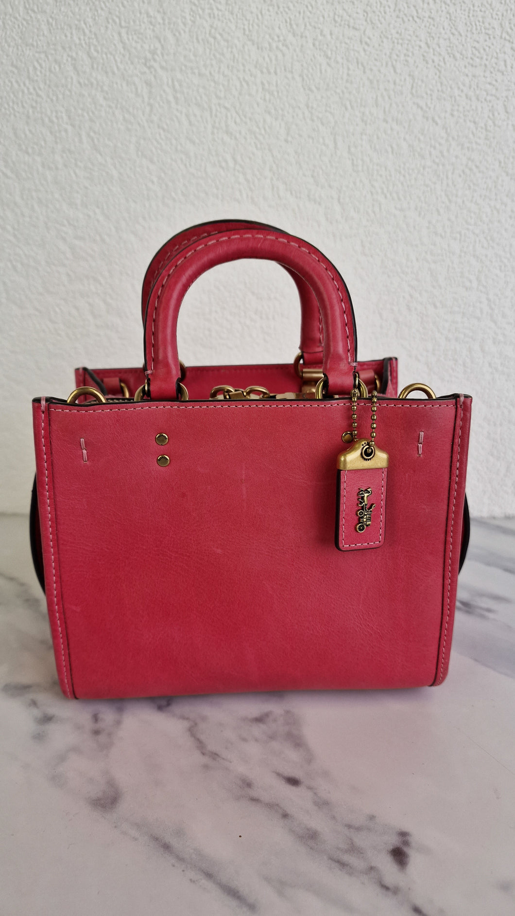 Coach 1941 Rogue 17 in Bright Carmine Red Pink Original Natural Leather - Handbag Mini Bag Crossbody Bag - Coach C3870