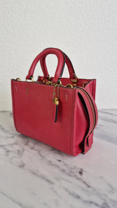 Coach 1941 Rogue 17 in Bright Carmine Red Pink Original Natural Leather - Handbag Mini Bag Crossbody Bag - Coach C3870