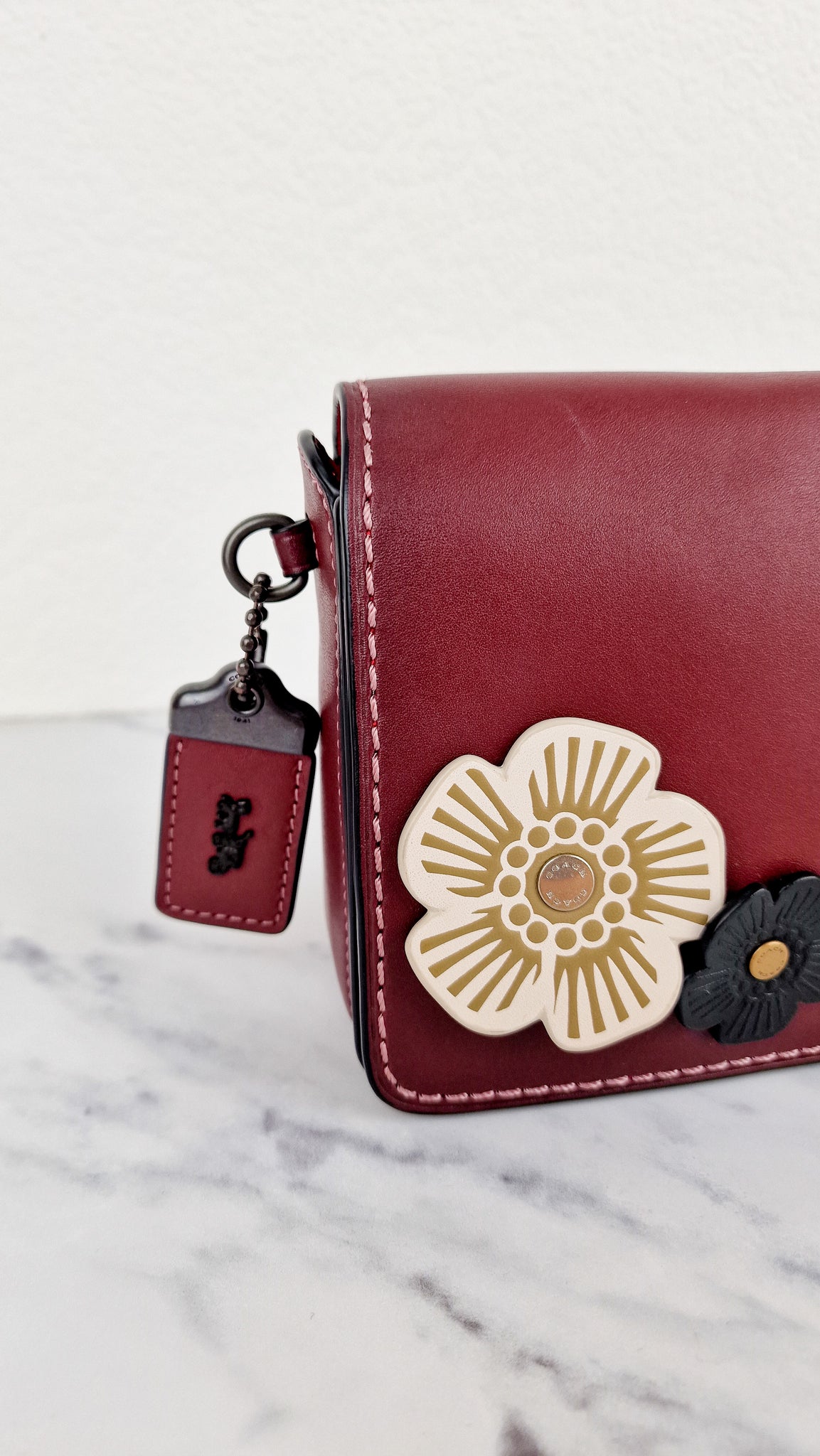 burgundy coach backpack Coach 1941 Dinky Crossbody Bag in Burgundy Smooth Leather With Coach C – Essex Fashion House