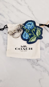 Coach Charm Sleeping Rose in Blue with Coach Signature on the Back & Silver Tone Hardware - Coach 67573