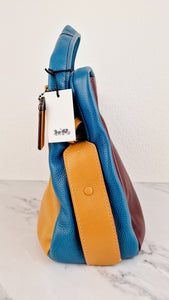 Coach 1941 Bandit Hobo 39 Bag in Goldenrod Yellow, Blue & Oxblood Pebble Leather - 2 in 1 handbag - Coach 10736