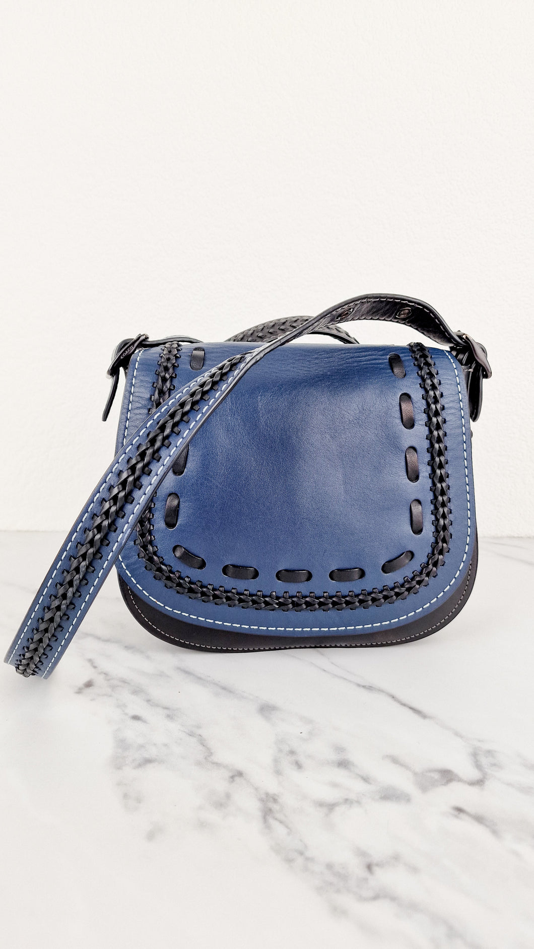 Coach 1941 Saddle 23 in Prussian Blue With Whiplash Black Detail - Crossbody Bag - Coach 58124