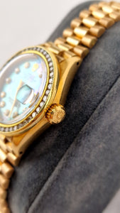 Rolex 18k Yellow Gold 28mm Lady President Datejust Diamond Bezel Tahitian MOP Diamond Dial Automatic Movement Mother of Pearl Watch - Rolex 6917