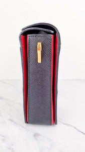 Prada Turnlock Satchel Bicolor Crossbody Bag in Black, White & Red Saffiano Leather - Prada BR5045