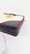 Load image into Gallery viewer, Prada Turnlock Satchel Bicolor Crossbody Bag in Black, White &amp; Red Saffiano Leather - Prada BR5045
