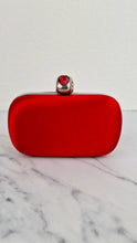 Load image into Gallery viewer, Alexander McQueen Skull Box Clutch Red Satin Heart Swarovski Crystals - Limited Edition Valentines Christmas Bag
