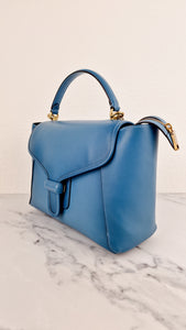 Coach 1941 Courier Carryall in Pacific Blue Smooth Leather Tophandle Crossbody Bag Satchel - Coach 88348