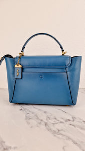 Coach 1941 Courier Carryall in Pacific Blue Smooth Leather Tophandle Crossbody Bag Satchel - Coach 88348