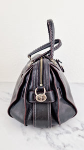 Coach Ace Satchel in Black Smooth Leather with Whipstitch Detail Handbag Crossbody - Coach 37017