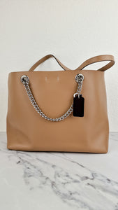 Coach Signature Chain Central Tote Bag in Beechwood Smooth Leather - Coach 78218