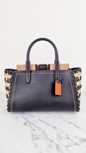 Coach 1941 Troupe Carryall with Weaving - Upwoven Tote Bag Black Leather - Coach 623