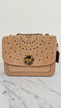 Load image into Gallery viewer, RARE Coach Parker Sample Bag in Tan Leather &amp; Suede with Rivets &amp; Snakeskin Tea Rose Turnlock - Shoulder Bag Crossbody
