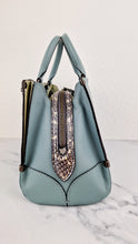 Load image into Gallery viewer, Coach Mason Carryall in Sage Pale Blue Green Smooth Leather Snakeskin Handbag - Coach 38717
