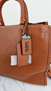 Coach 1941 Rogue 31 Bag in Saddle Brown Pebble Leather & Wine Burgundy Suede Lining - Coach 38124