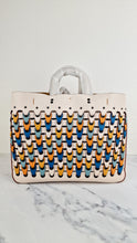Load image into Gallery viewer, Coach 1941 Rogue Tote Bag With Links in Chalk Smooth Leather Blue, Yellow Colorblock Handbag - Coach 10496
