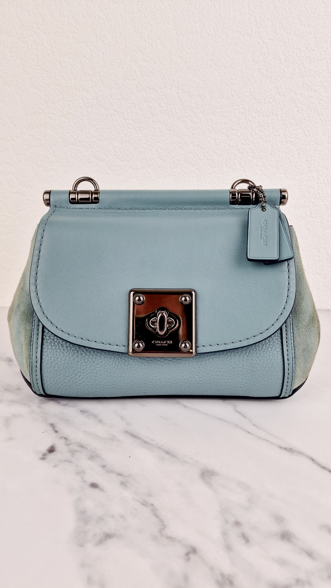 Coach Drifter Crossbody Bag in Steel Blue Leather Suede Coach