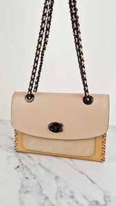 Coach Parker Shoulder Bag With Whipstitch in Beechwood Leather & Suede - Coach Sample Bag'