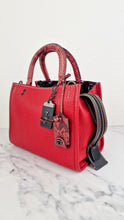 Load image into Gallery viewer, Coach 1941 Rogue 25 MTO in Red &amp; Black with Snakeskin Python Handles - Coach 59996

