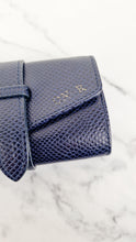 Load image into Gallery viewer, Aspinal of London Blue Lizard Travel Jewelry Jewellery Roll - Wallet Navy Dark Blue 
