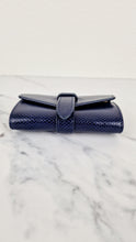 Load image into Gallery viewer, Aspinal of London Blue Lizard Travel Jewelry Jewellery Roll - Wallet Navy Dark Blue 
