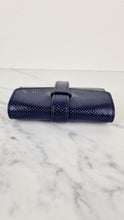 Load image into Gallery viewer, Aspinal of London Blue Lizard Travel Jewelry Jewellery Roll - Wallet Navy Dark Blue 
