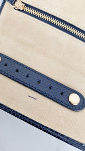 Aspinal of London Blue Lizard Travel Jewelry Jewellery Roll - Wallet Navy Dark Blue 