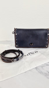 Coach 1941 Dinky Black with Customized Rivets Embellishment - Smooth Leather Crossbody Bag - Coach 37296