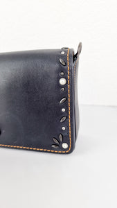 Coach 1941 Dinky Black with Customized Rivets Embellishment - Smooth Leather Crossbody Bag - Coach 37296