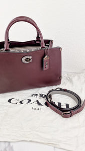 Coach Mason Carryall in Oxblood Smooth Leather with Snakeskin - Coach 38717