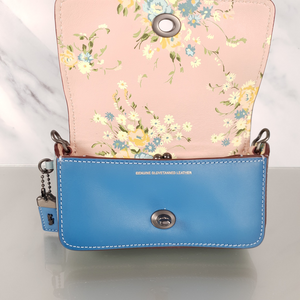 Coach 1941 Dinkier Bluejay Colorblock Blue Pink Floral Lining