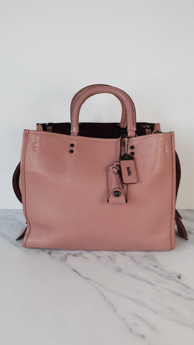 Coach 1941 Rogue 31 in Dusty Rose Pink Mixed Leather with Burgundy Suede - Satchel Handbag 23755