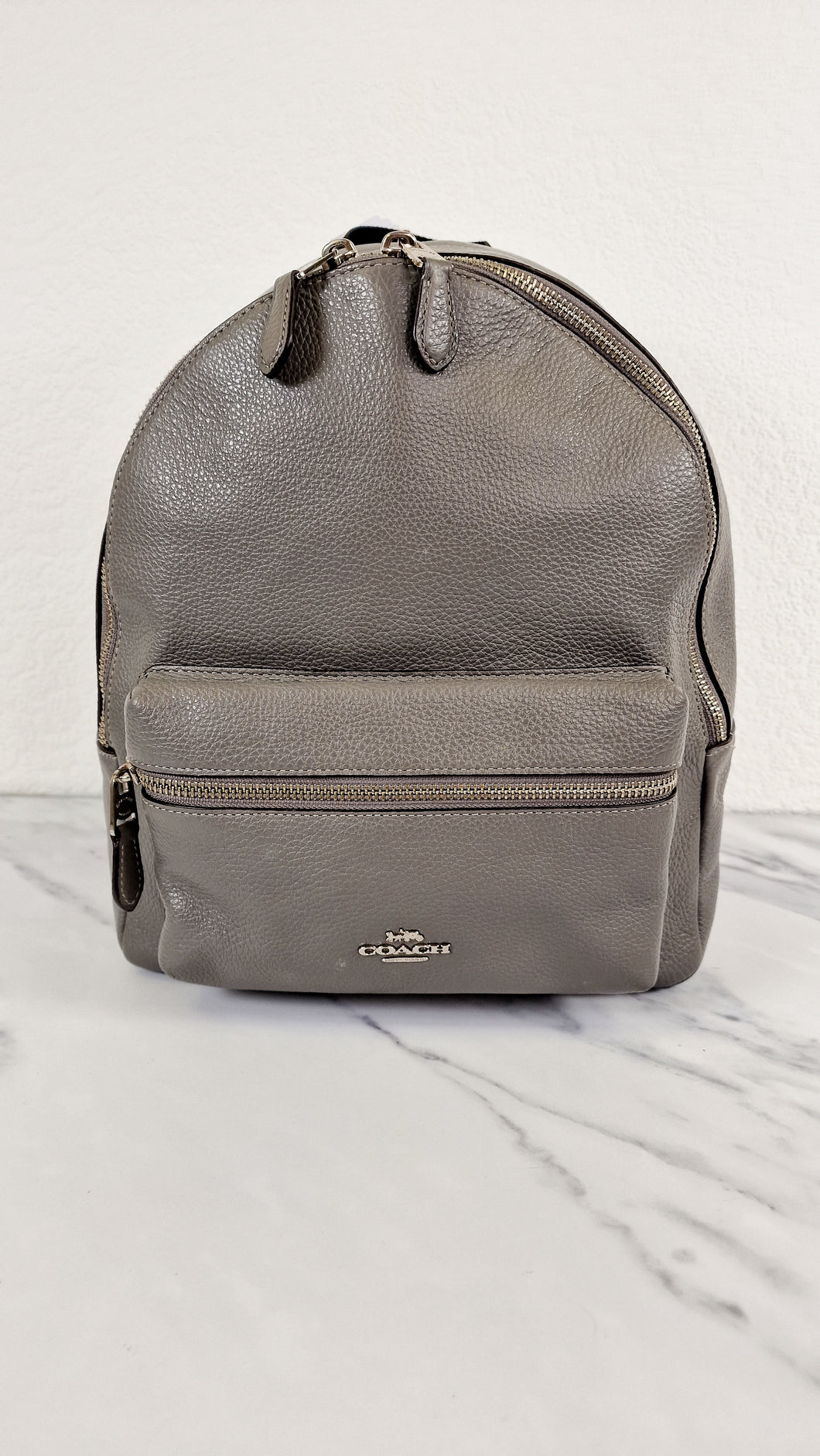 Coach Medium Charlie Backpack in Grey Pebble Leather - Coach F30550