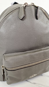 Coach Medium Charlie Backpack in Grey Pebble Leather - Coach F30550