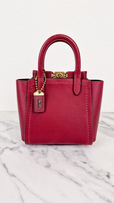 Coach 1941 Troupe Tote 16 in Deep Red Smooth Leather - Crossbody Mini Bag Handbag - Coach 79401