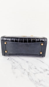 Small Coach Zoe Carryall Handbag in Croc Embossed Black Leather Crossbody - Coach F72666