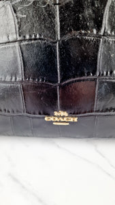Small Coach Zoe Carryall Handbag in Croc Embossed Black Leather Crossbody - Coach F72666