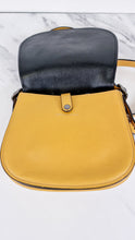 Load image into Gallery viewer, Disney X Coach 1941 Saddle Bag 23 with Mickey Mouse on Roller Skates in Yellow Smooth Leather Crossbody Bag LIMITED EDITION - Coach 38421
