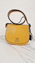 Load image into Gallery viewer, Disney X Coach 1941 Saddle Bag 23 with Mickey Mouse on Roller Skates in Yellow Smooth Leather Crossbody Bag LIMITED EDITION - Coach 38421
