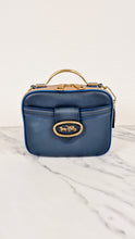 Load image into Gallery viewer, Coach 1941 Riley Lunchbox Bag in Dark Denim Blue Colorblock Smooth Leather Tophandle Crossbody Bag - Coach 704
