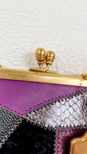 Load image into Gallery viewer, Coach 1941 Double Frame Kisslock Crossbody Bag with Signature Patchwork Purple Leather  - SAMPLE BAG - Coach 72691
