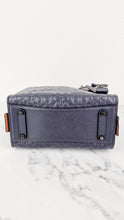 Load image into Gallery viewer, Coach Rogue 25 in Midnight Navy Blue Signature Embossed Smooth Leather with Burgundy Floral Bow Leather Lining - Coach 26839
