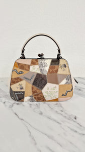 Coach 1941 Frame Bag with Kisslock & Patchwork in Smooth Chalk White Leather - Crossbody Handbag - Coach 69024