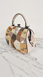 Coach 1941 Frame Bag with Kisslock & Patchwork in Smooth Chalk White Leather - Crossbody Handbag - Coach 69024